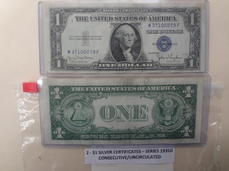 (2) 1935D $1 Silver Certificates, C...
