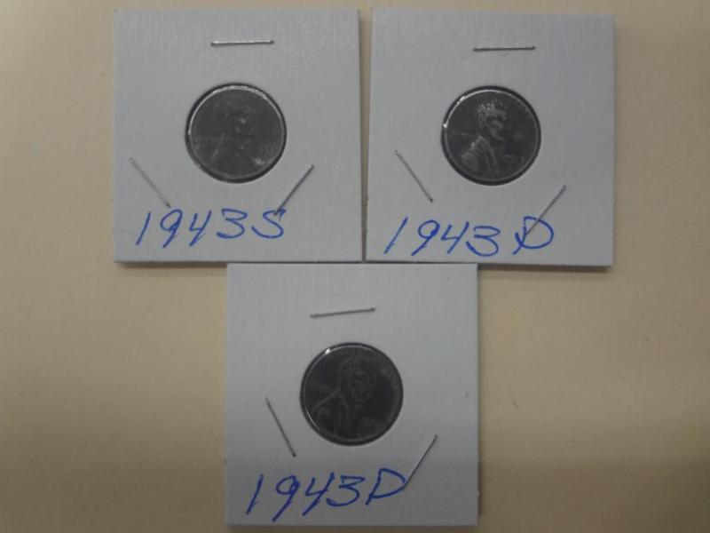1943 Steel Pennies, PDS Mint Mark...