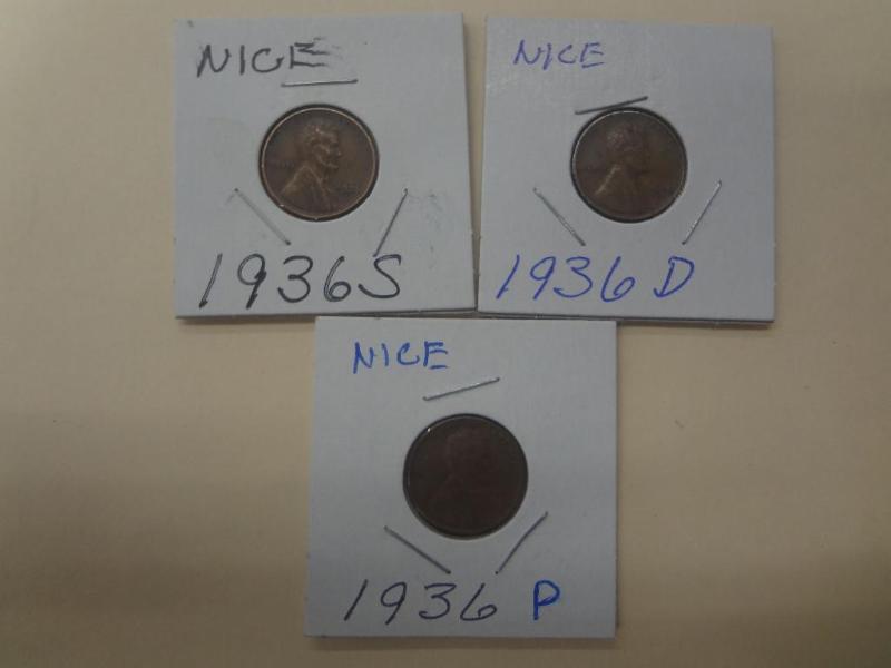 1936 Lincoln Wheat Pennies, PDS M...