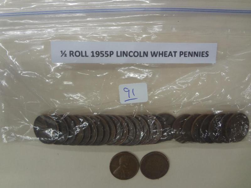 12 Roll Of 1955P Lincoln Wheat Pen...