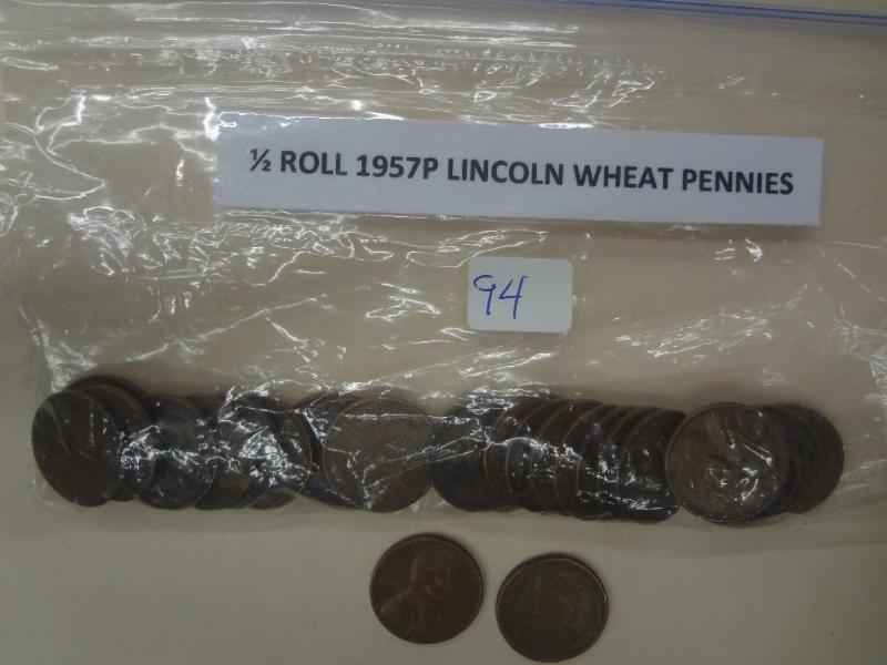 12 Roll Of 1957P Lincoln Wheat Pen...