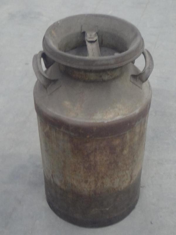 lot 11 image: Vintage Steel Lidded Milk Can...