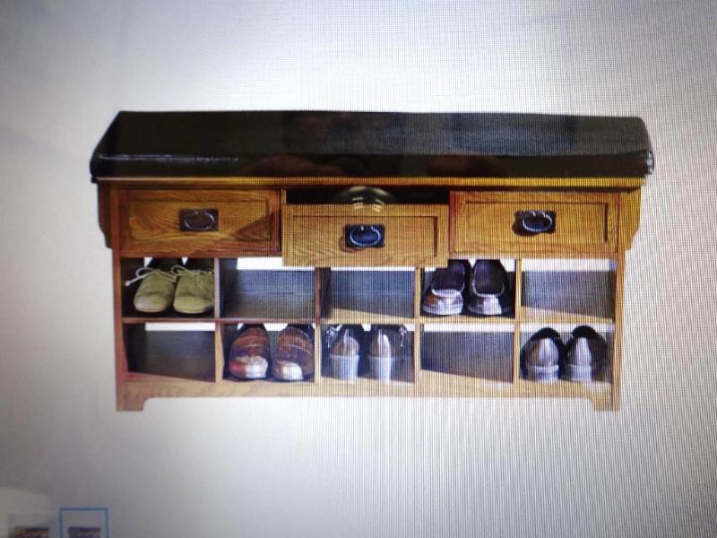 MISSION-STYLE BENCH WITH SHOE STORA...