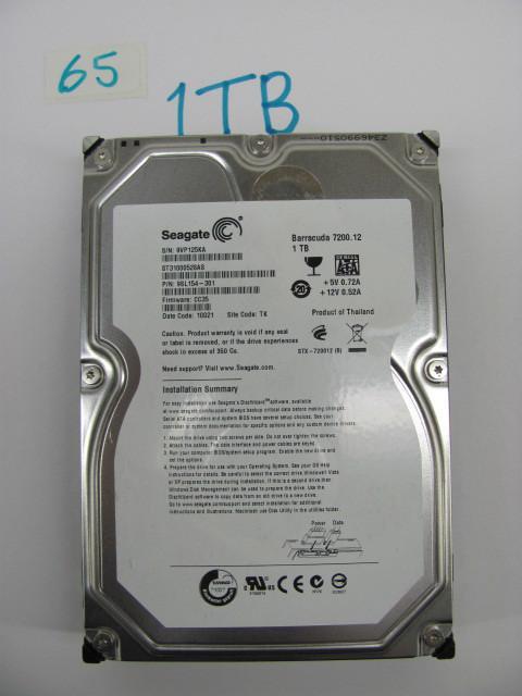 lot 65 image: Seagate 1TB 3.5" SATA hard dri...