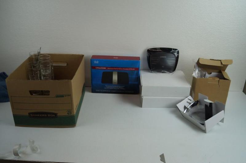 18 glasses and a set of measuring s...