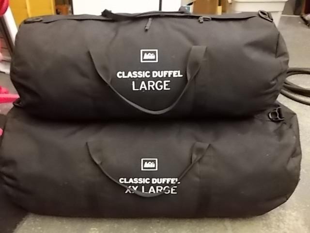 lot 10 image: 2-Black Duffel Bags (REI Classic La...