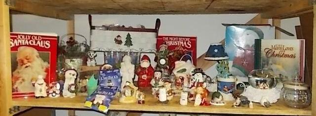 lot 12 image: Shelf Full of Christmas Related Co...