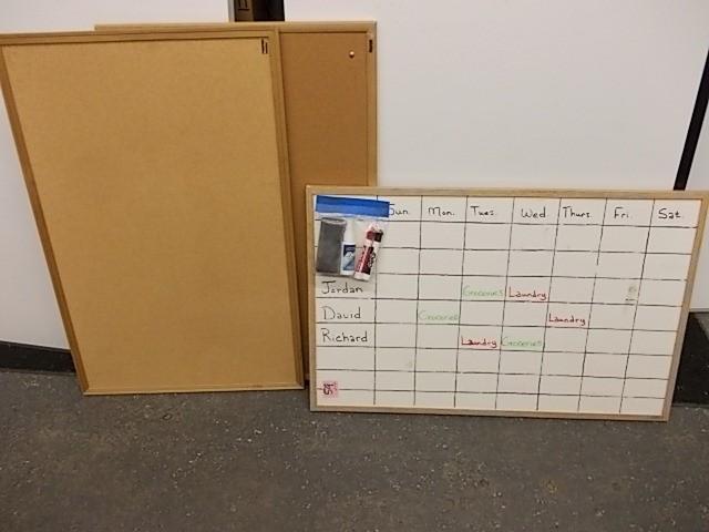 lot 59 image: 2 Oak Frame Bulletin Boards, 1 Whit...