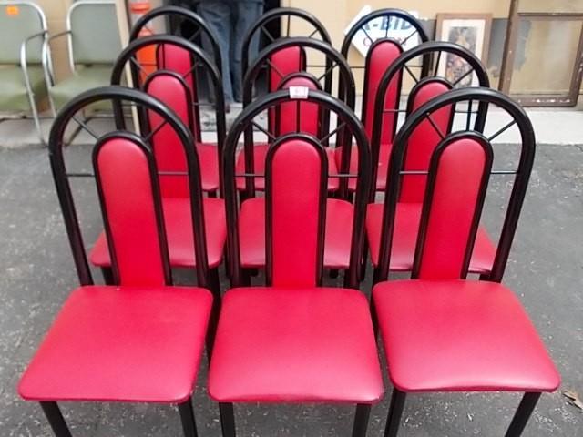 lot 69 image: 9 Red Vinyl Chairs...