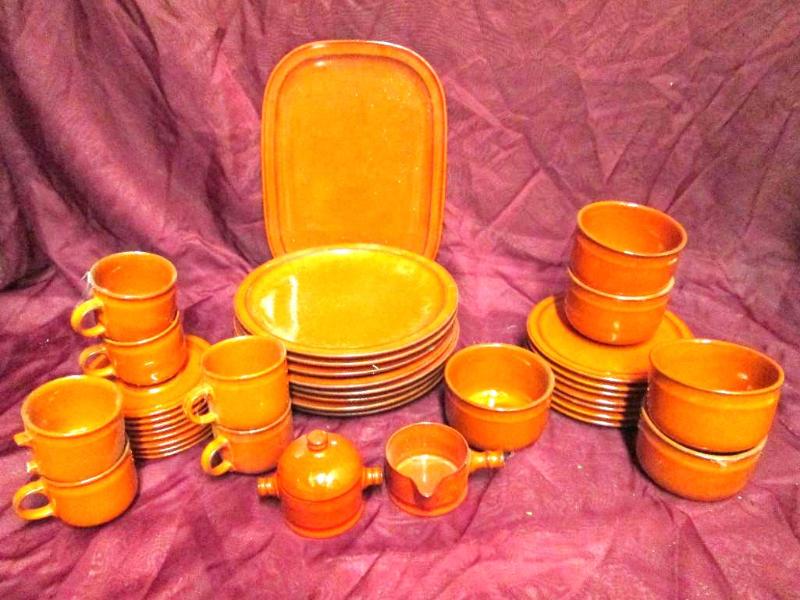 lot 135 image: Great set of vintage dishes in burn...