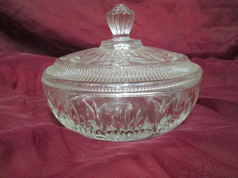 lot 145 image: Vintage glass candy dish with cover...