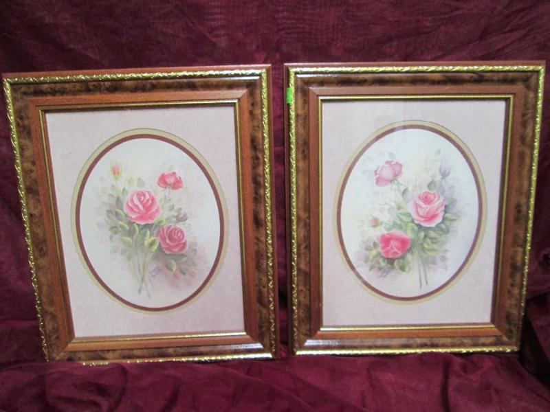 lot 159 image: Pair of Wyona Newton prints. Roses ...