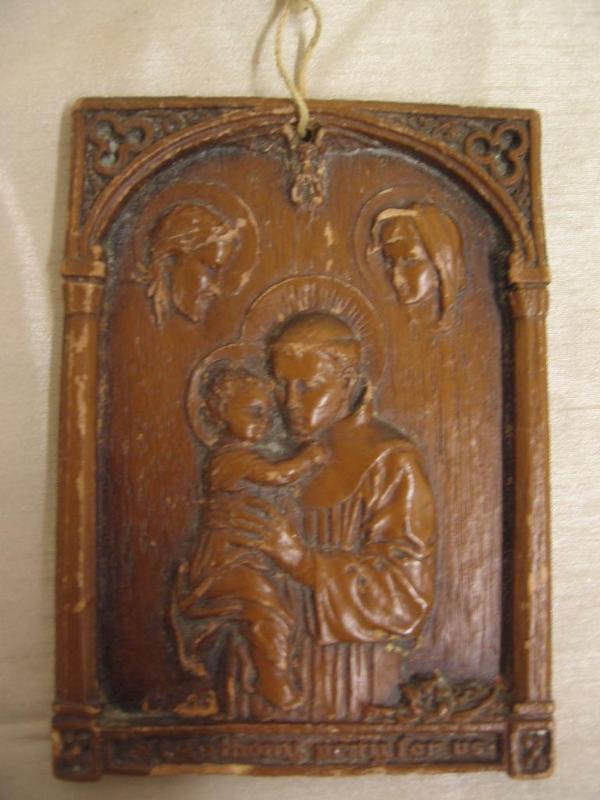 lot 190 image: St. Anthony plaque. Measures 3"...