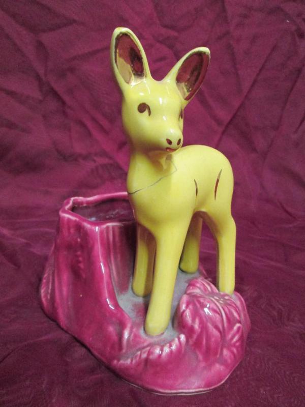 lot 6 image: Vintage porcelain fawn with planter...