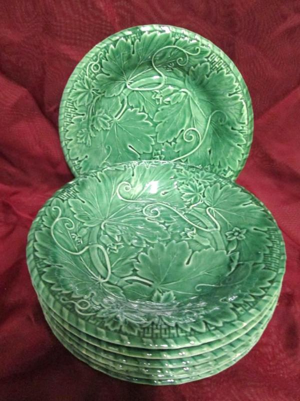 lot 70 image: Lot of 7 8-inch green glazed plates...