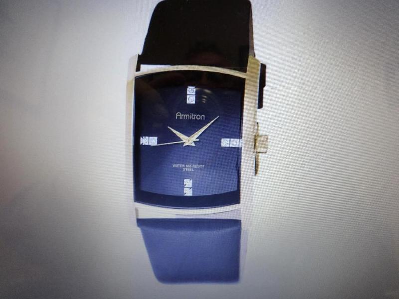 ARMITRON MENS BLACK RECTANGULAR ST...