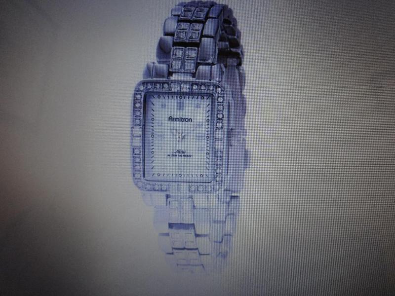 ARMITRON LADIES SILVERTONE CRYSTAL...