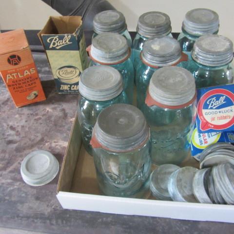 lot 214 image: Blue Canning Jars