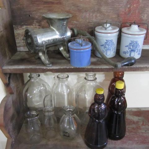 lot 246 image: Food Grinder, Milk Bottles