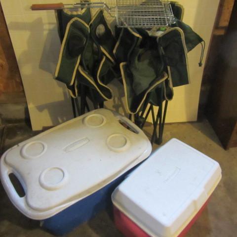 lot 70 image: Cooler, Chairs