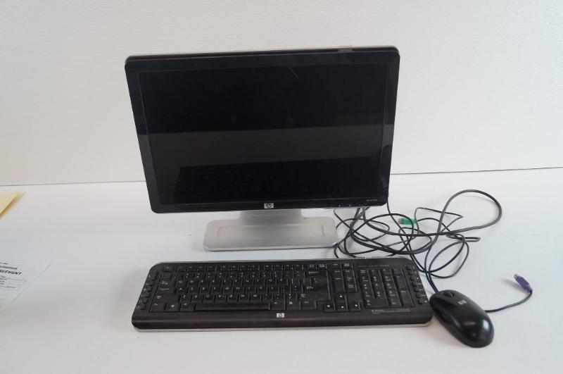 HP monitor, keyboard, and mouse