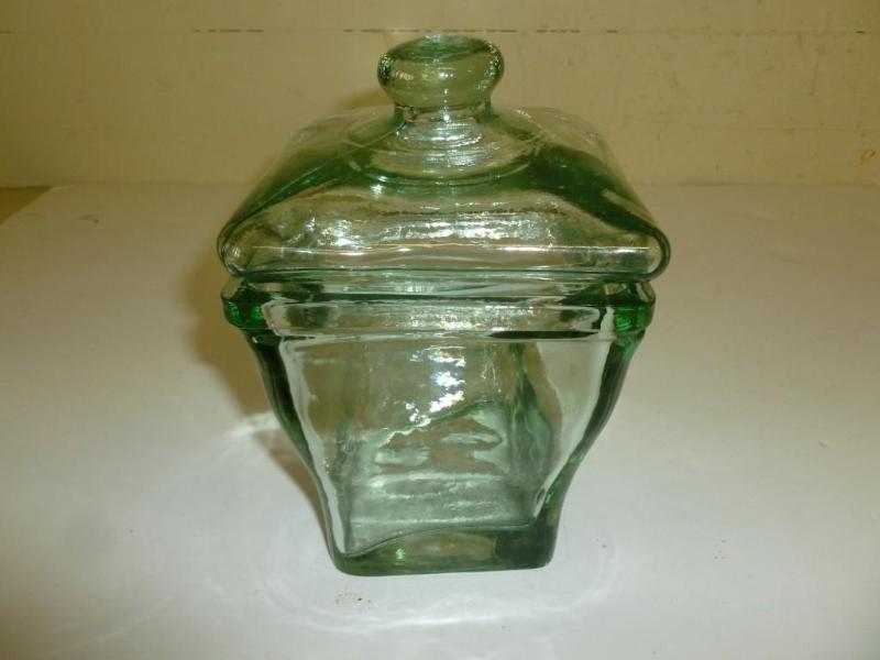 lot 180 image: Heavy glass candy dish with lid, me...