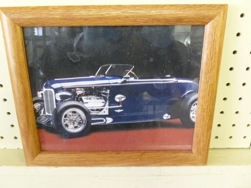 lot 183 image: Solid wood framed street rod pictur...