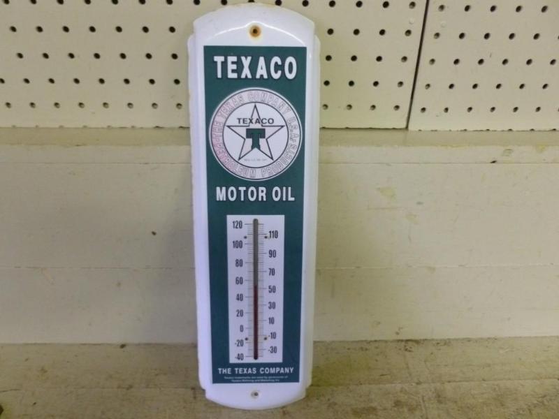 lot 35 image: Texaco Motor Oil metal thermometer ...
