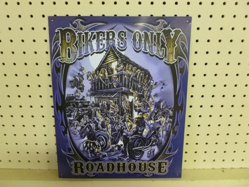lot 55 image: Bikers Only Roadhouse metal sign th...