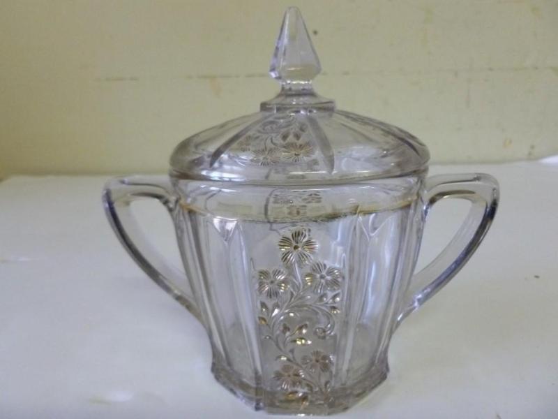 lot 86 image: Vintage double handled embossed gla...