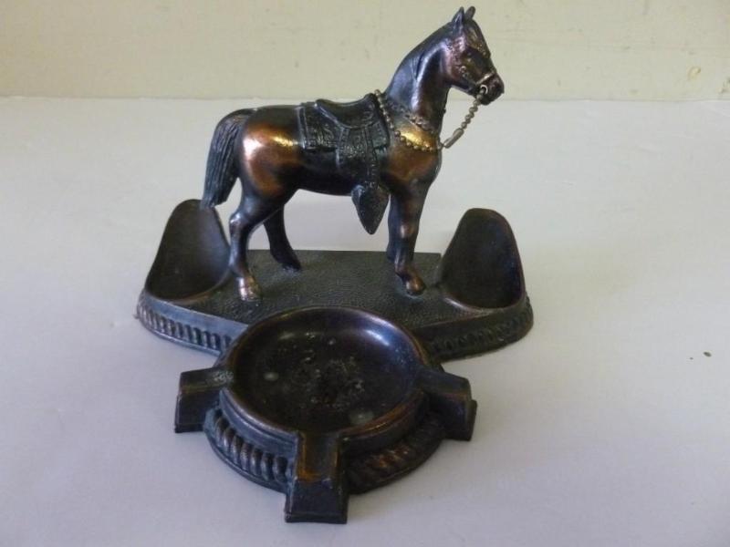 lot 89 image: Vintage cast brass horse ashtray th...