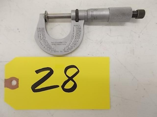 lot 28 image: Starrett #250 0-1" Anvil Micro...