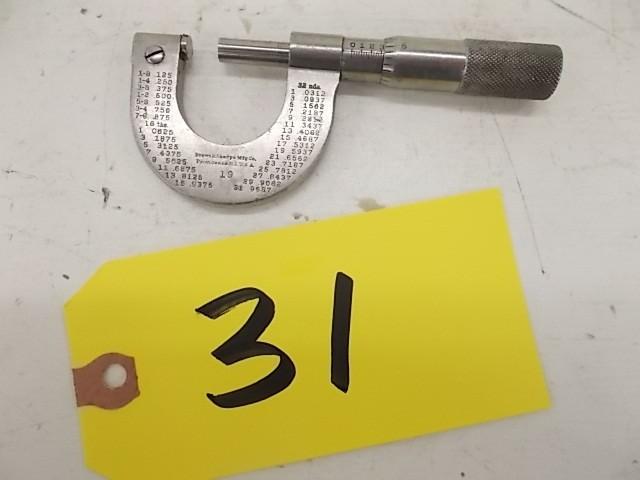 lot 31 image: Brown & Sharpe 0-1" Microm...