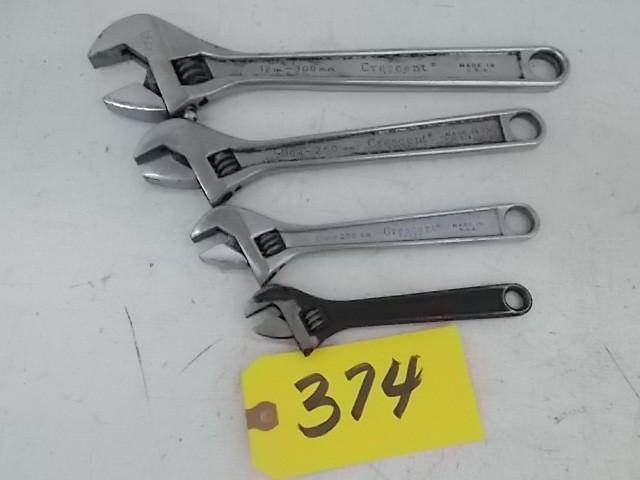 lot 374 image: (4) Adjustable Wrenches...