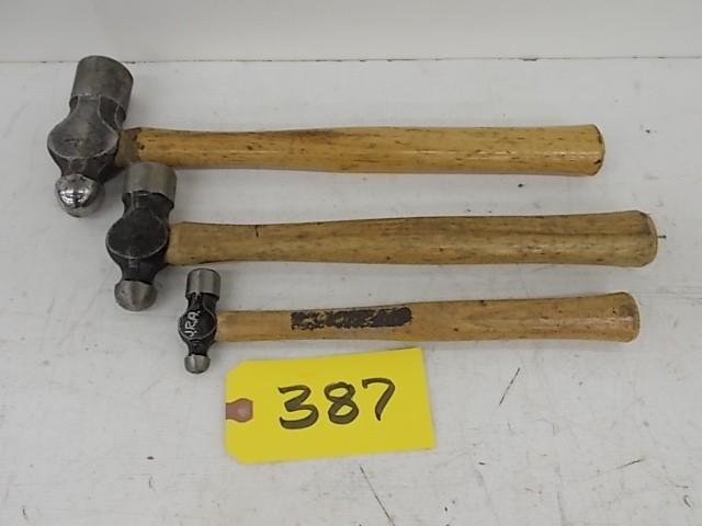 lot 387 image: (3) Ball Peen Hammers...