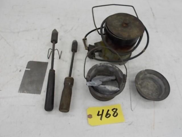 lot 468 image: Solder Pot, Solder Irons, & Lea...