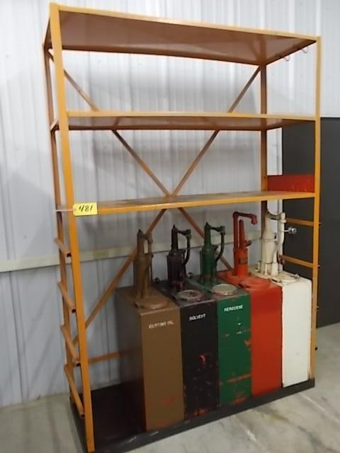 lot 481 image: Rack, (5) Oil Tanks(Some Partially ...