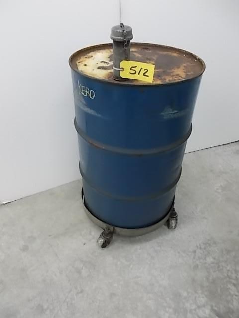 lot 512 image: Waste Oil Drum with Drum Cart, Abou...