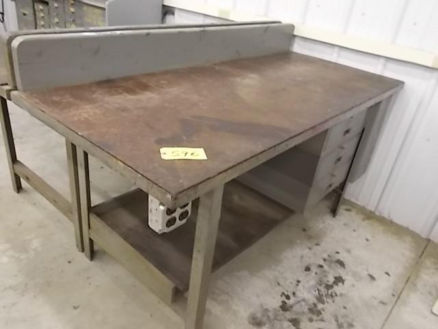 lot 596 image: 2 12 x 6 Workbench, Steel Frame,...