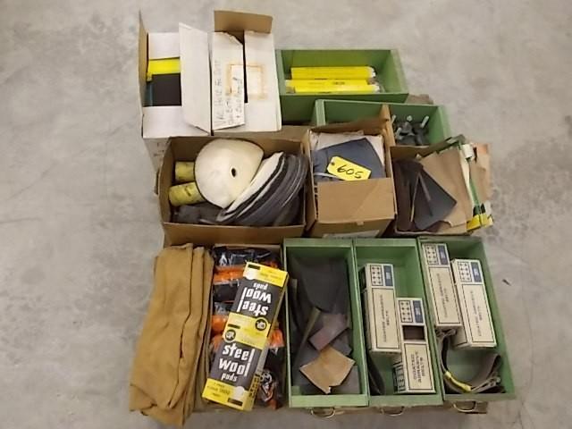 lot 605 image: Asstd Sand Paper, Buffing Supplies...