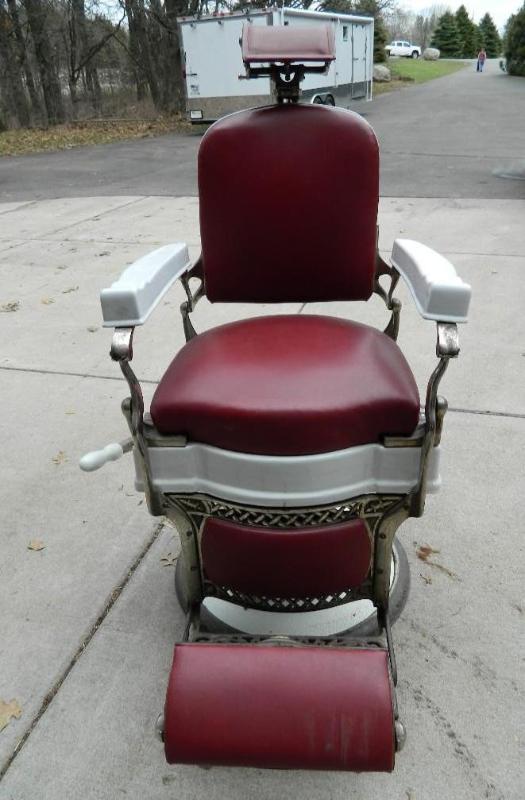 lot 1 image: VINTAGE Koken Antique Barber Chair...