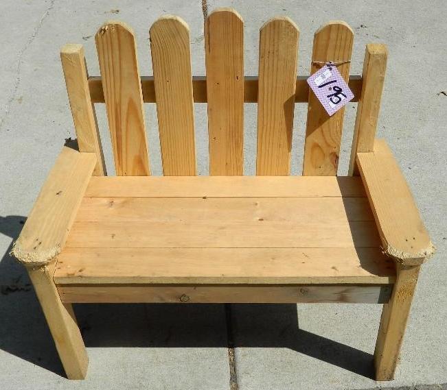 lot 195 image: Small Wooden Bench 30" wide. C...