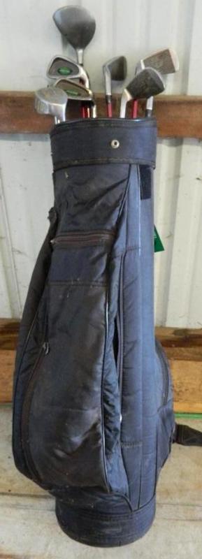 lot 222 image: Lot of (9) Golf Clubs and Bag  Hap...