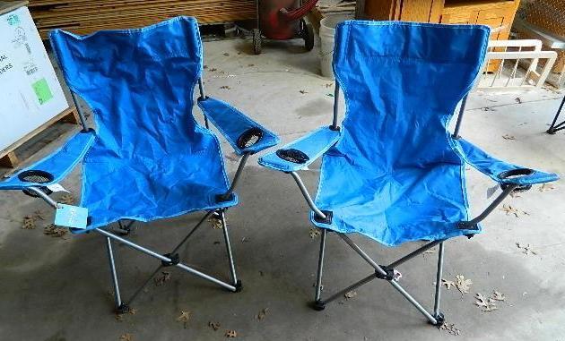 lot 240 image: Lot of (2) Blue Folding Chairs. Ple...