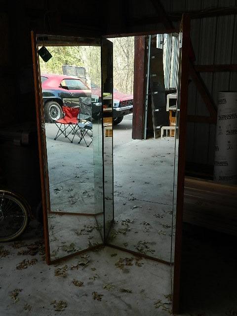 lot 244 image: 3 Sided 64" Tall Dressing Mirr...