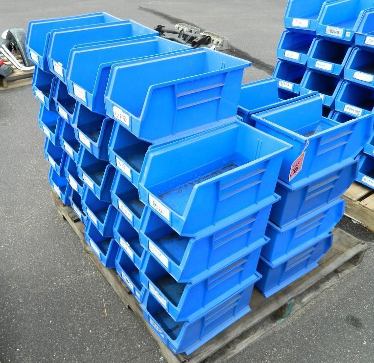 lot 38 image: Lot of (44) Blue Stack-able 3M Akro...
