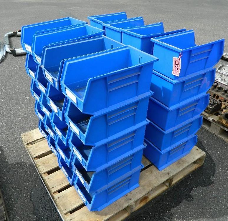 lot 39 image: Lot of (40) Blue Stack-able 3M Akro...