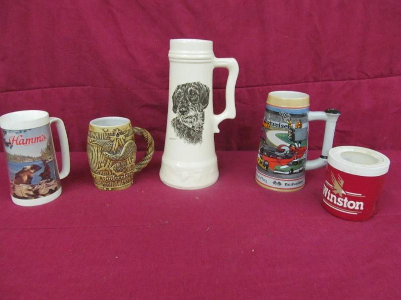 Beer Mugs - 2 Hamms, Budweiser and...