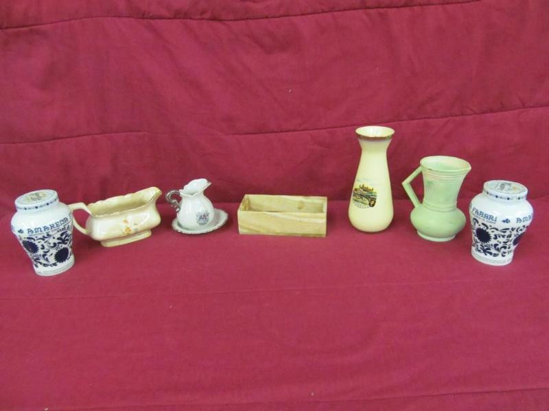 2 Fruit and Syrup Pitchers, Marble ...