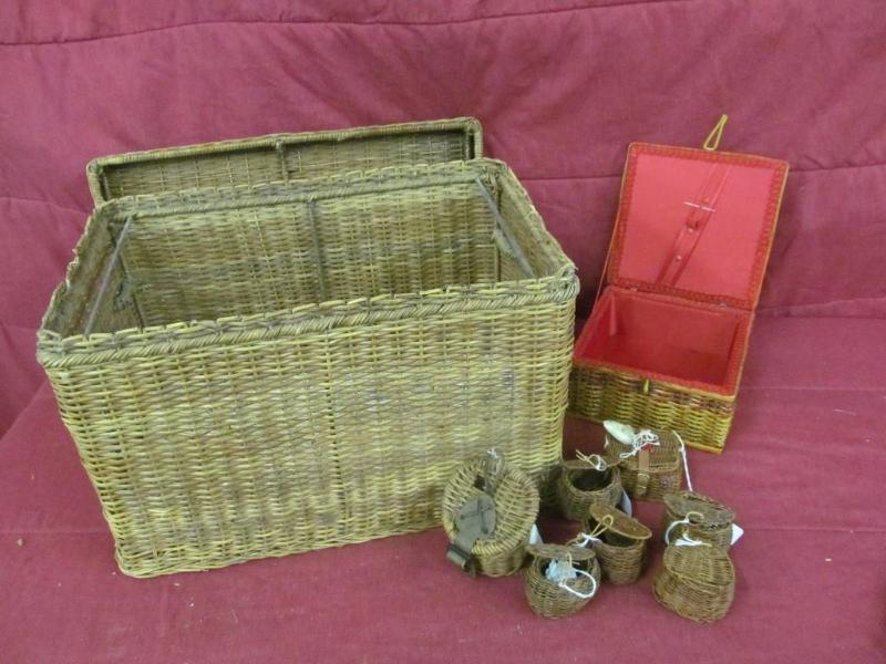 Vintage Covered Wicker Basket with ...